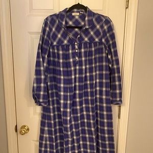 VTG LLBean Plaid Flannel Long Cotton Nightgown